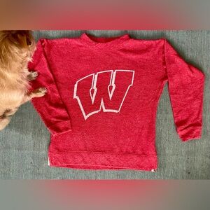 Wisconsin "Terry Cloth" Mock Neck Sweatshirt Size Small